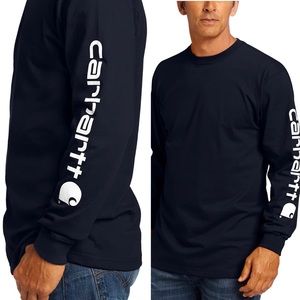 Carhartt Mens Sz 4XL Navy Logo Long-Sleeve T-Shirt